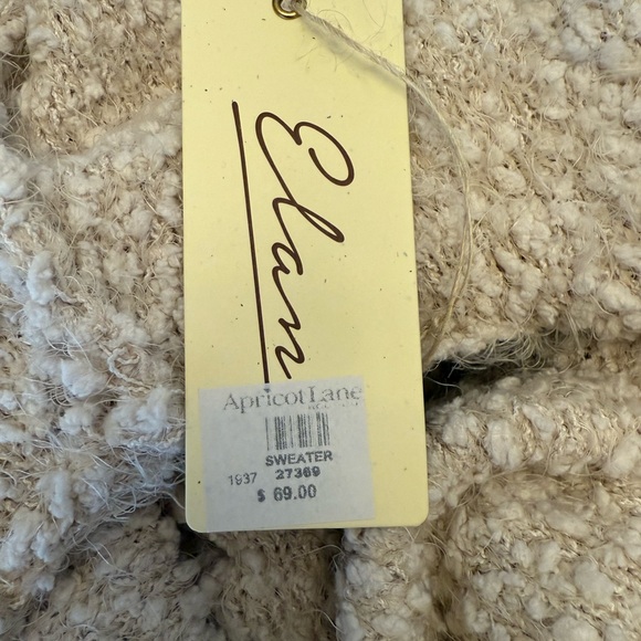 Elan Textured Cream V-Neck Sweater with Hood NWT - Picture 3 of 6